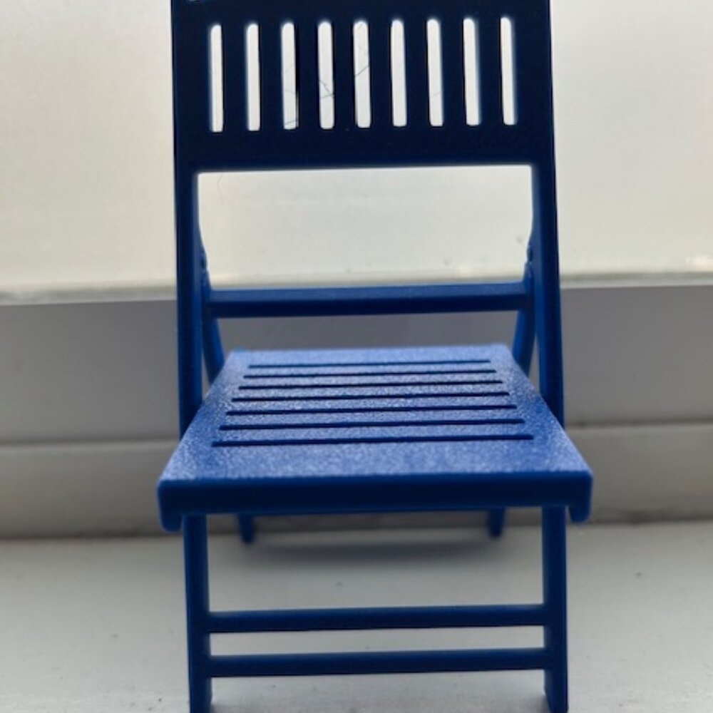 New Mini Blue Foldable Dollhouse Chair 3D Printed Made in USA